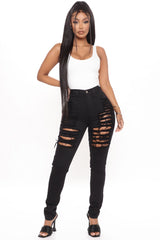 Yes Now Distressed Skinny Jeans - Black