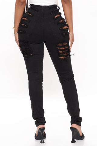 Yes Now Distressed Skinny Jeans - Black