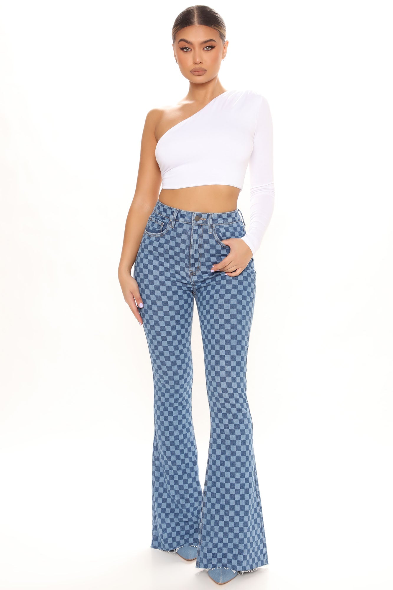 The Queens Stretch Flare Jeans - Medium Blue Wash