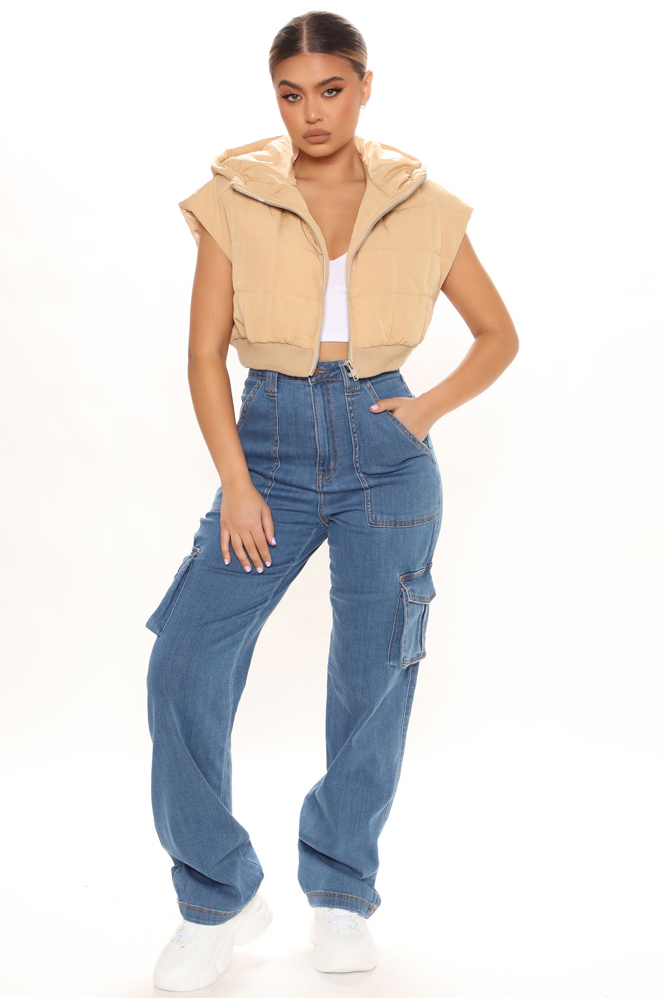 Won't Be Knocked Down Cargo Boyfriend Jeans - Medium Blue Wash