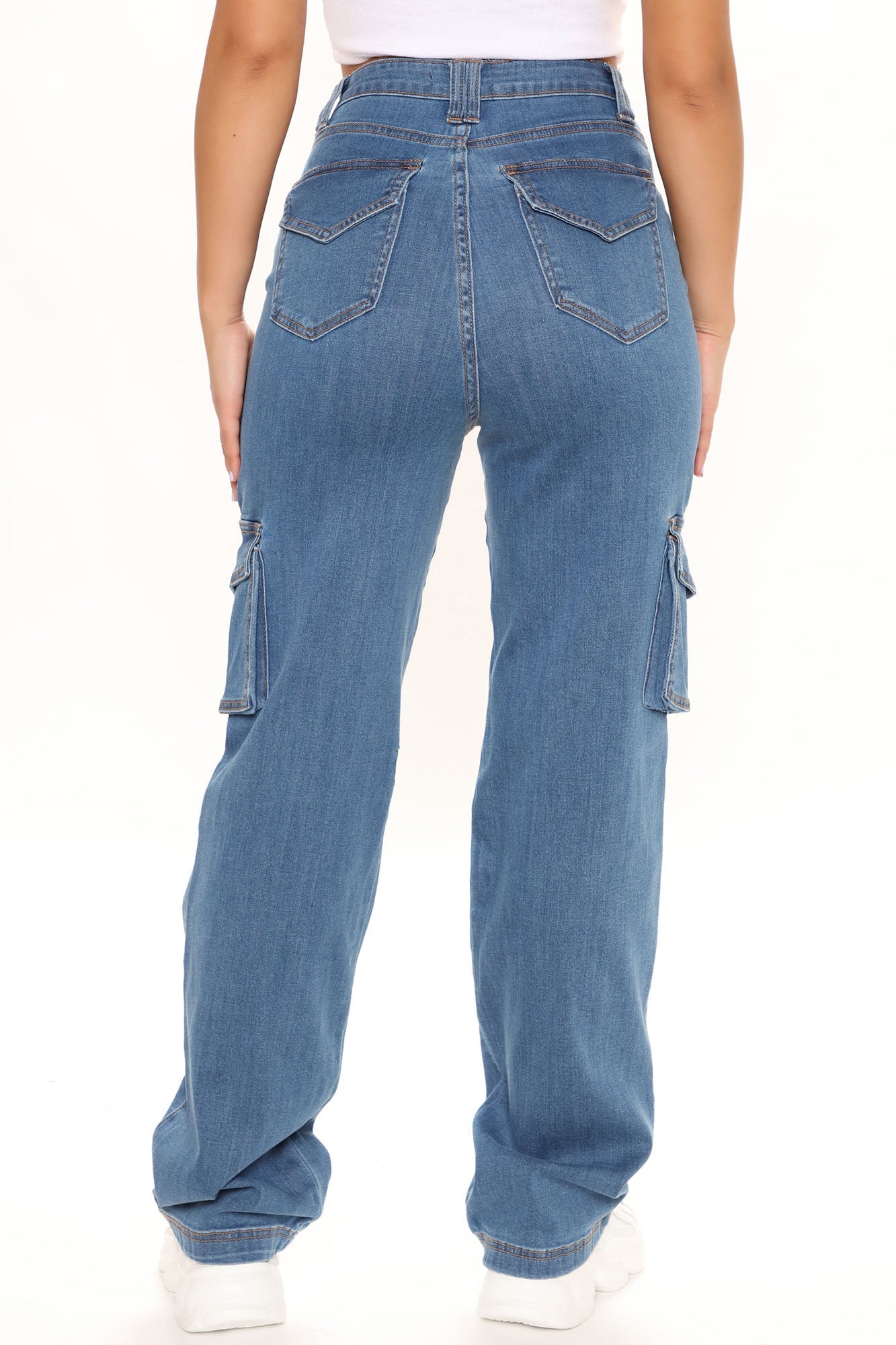 Won't Be Knocked Down Cargo Boyfriend Jeans - Medium Blue Wash