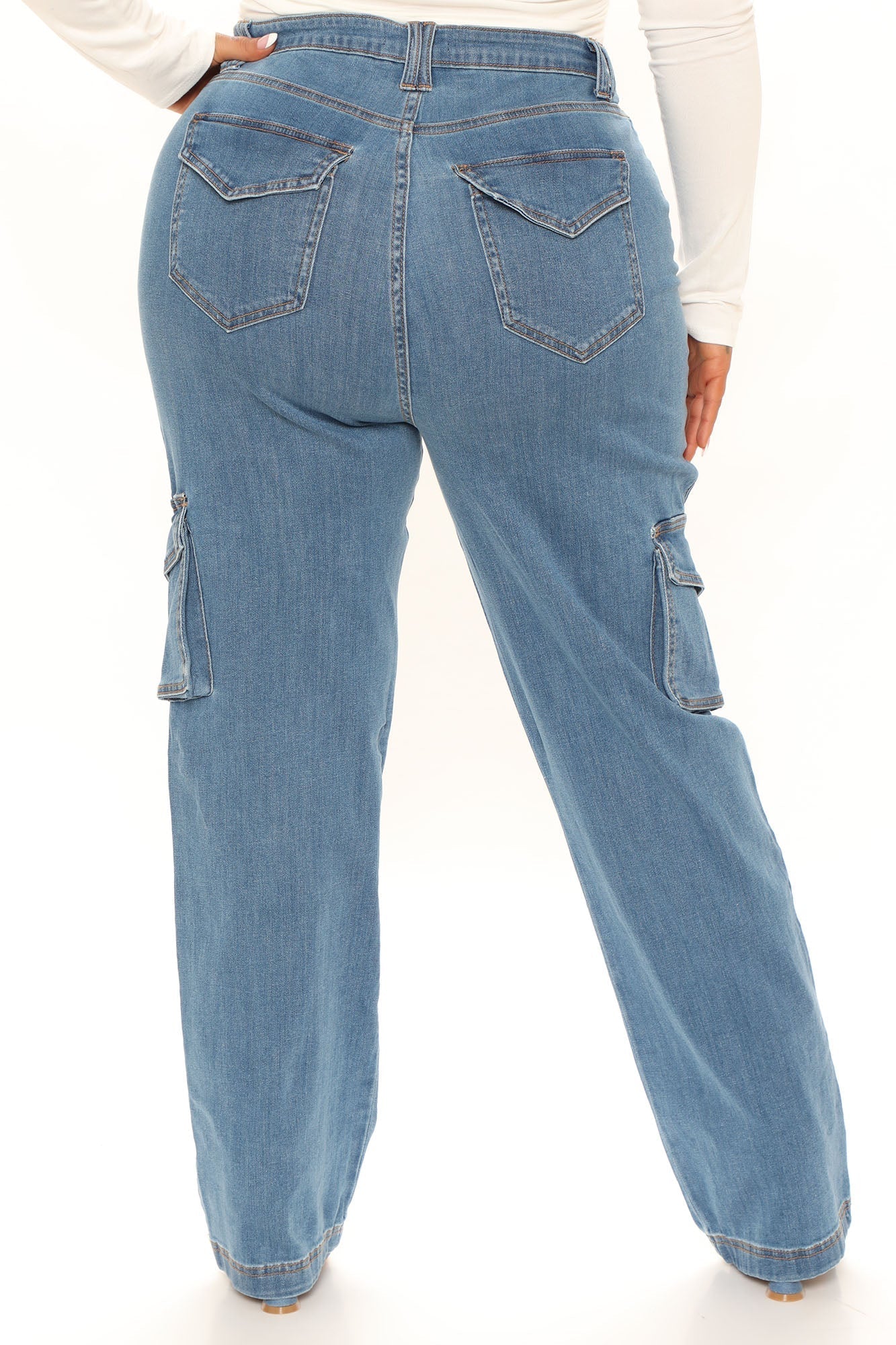 Won't Be Knocked Down Cargo Boyfriend Jeans - Medium Blue Wash