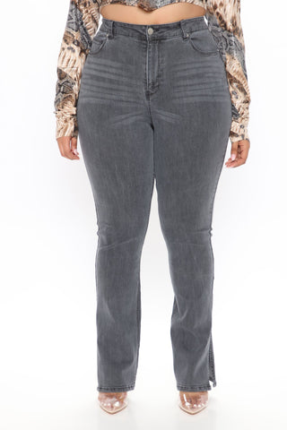Soho Side Split Skinny Jeans - Grey