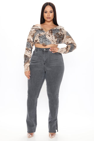 Soho Side Split Skinny Jeans - Grey