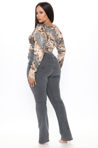 Soho Side Split Skinny Jeans - Grey