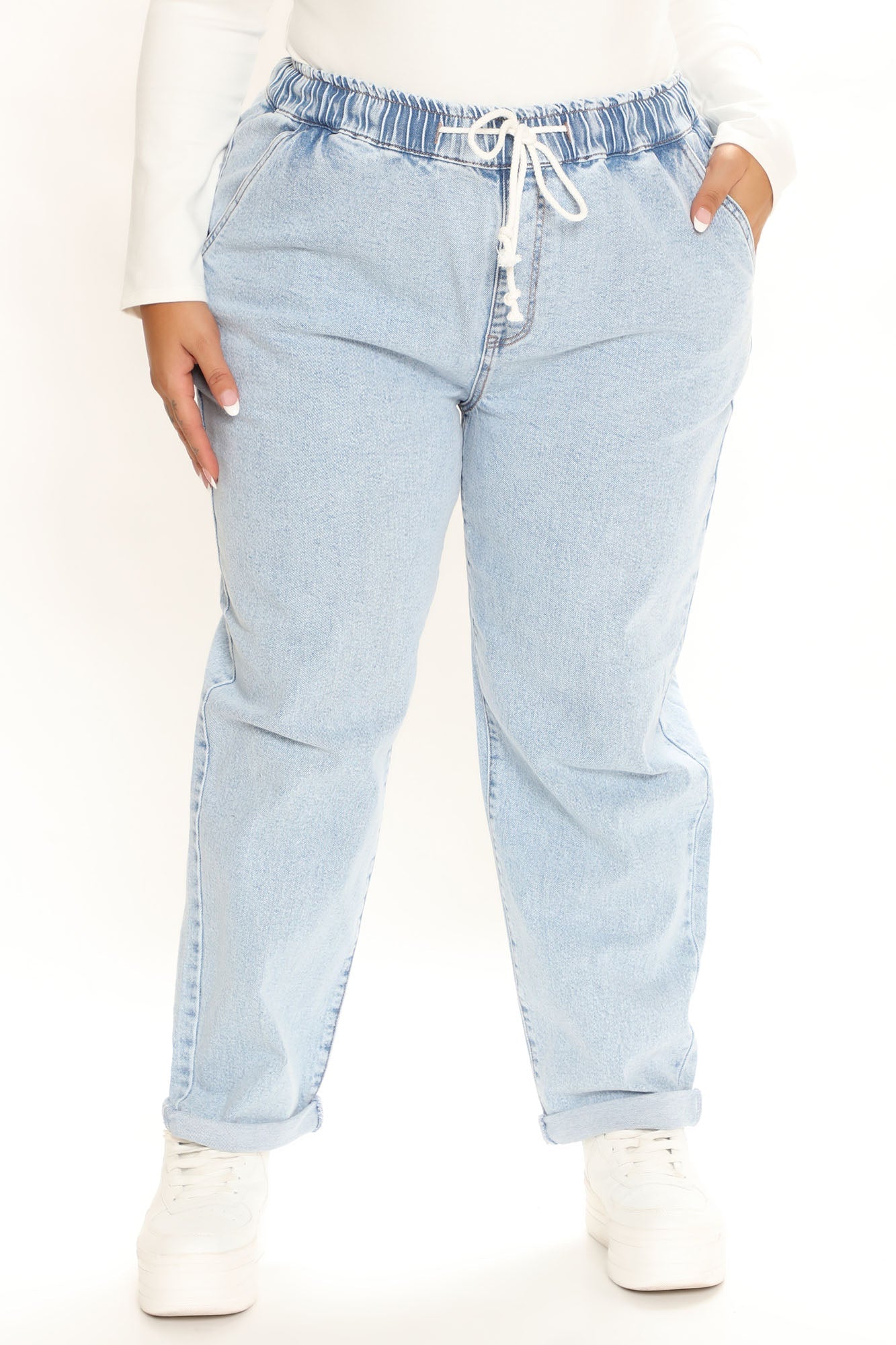 Straight Away Jogger Jeans - Light Blue Wash