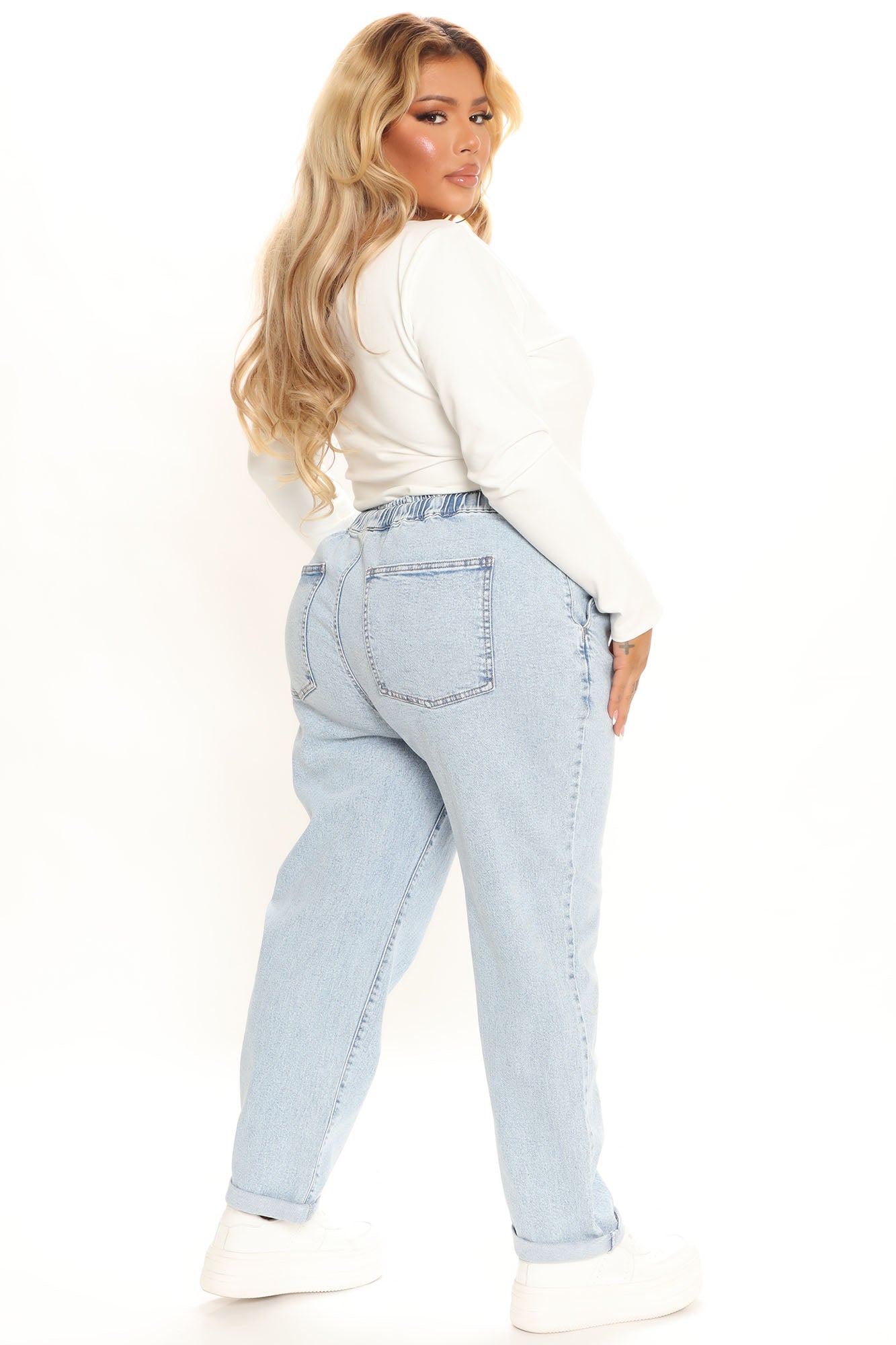 Straight Away Jogger Jeans - Light Blue Wash