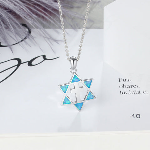 Six-pointed star Women Necklaces 925 silver