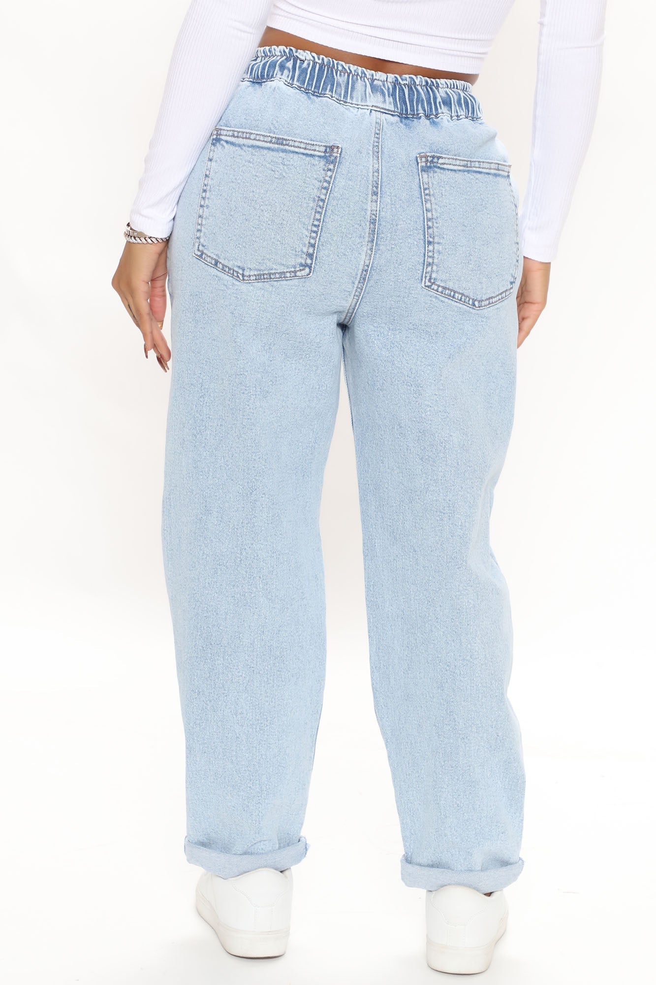 Straight Away Jogger Jeans - Light Blue Wash