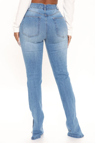 Soho Side Split Skinny Jeans - Medium Blue Wash