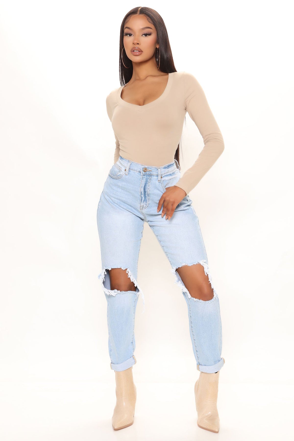 Word To Your Momma High Rise Mom Jeans - Light Blue Wash