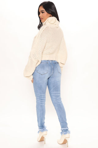 Sydney Sunshine Fray Hem Skinny Jeans - Medium Blue Wash