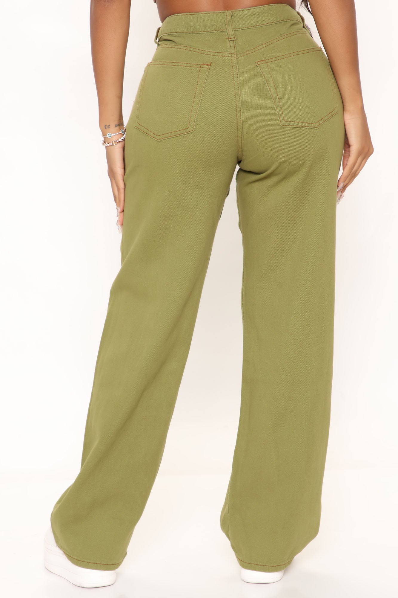 Soho Sunrise High Rise Straight Leg Jeans - Olive