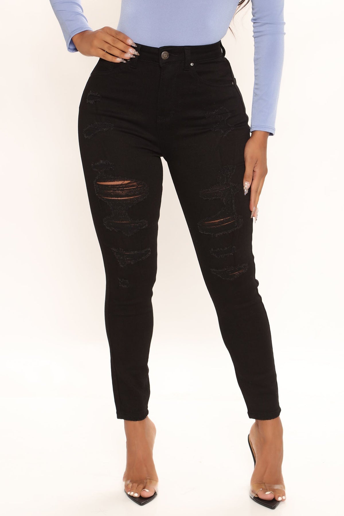 The Comeback Destructed Skinny Jeans - Black