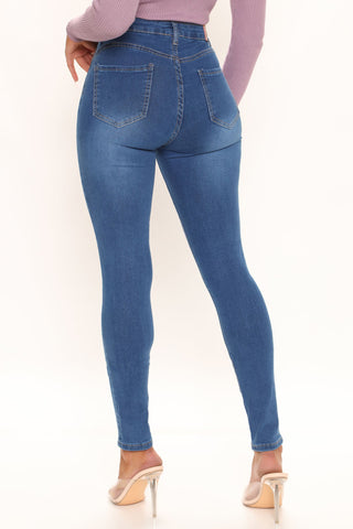 Travel With Me Booty Shaping Skinny Jeans - Medium Blue Wash