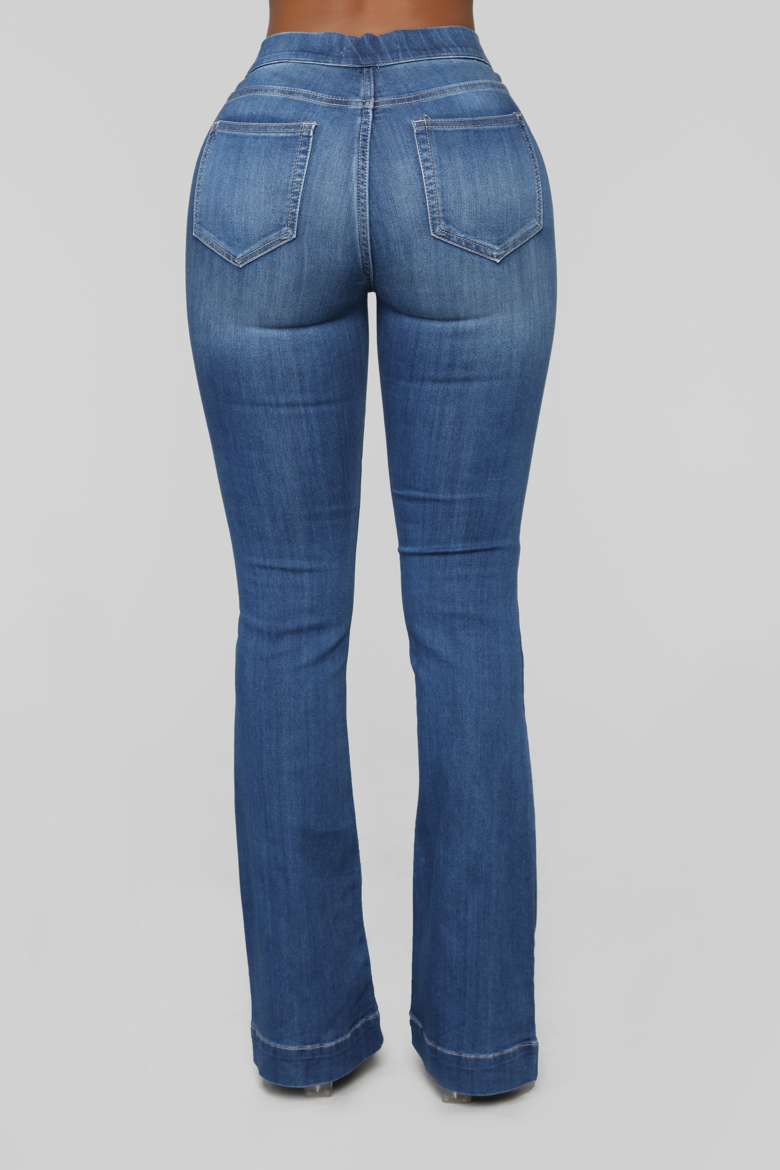 Start Something Mid Rise Flare Jeans - Medium Blue Wash