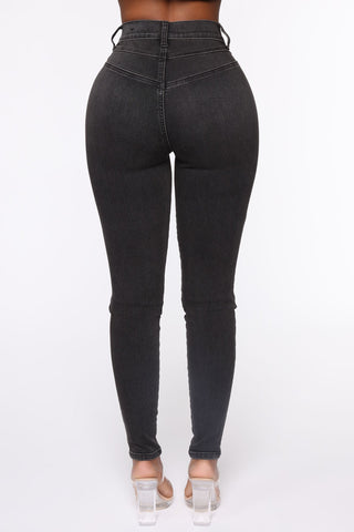 You've Got To Be Yoking Skinny Jeans - Grey