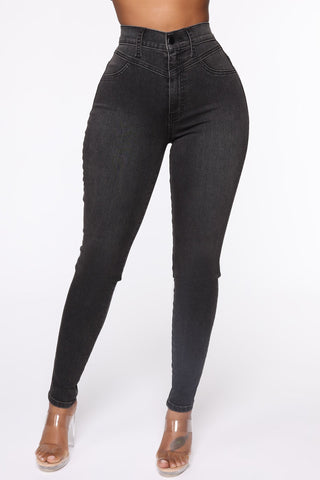 You've Got To Be Yoking Skinny Jeans - Grey