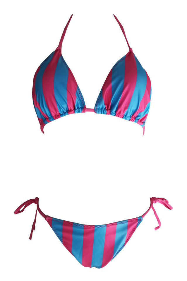 Stripe Print Push Up Brazilian Swimsuit