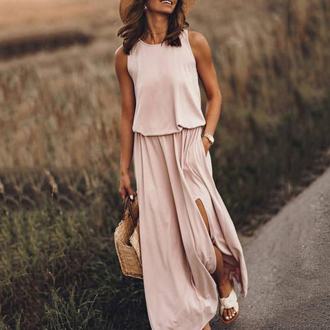 Soleia Satin Cowl Neck Midi Dress - Dusty Peach