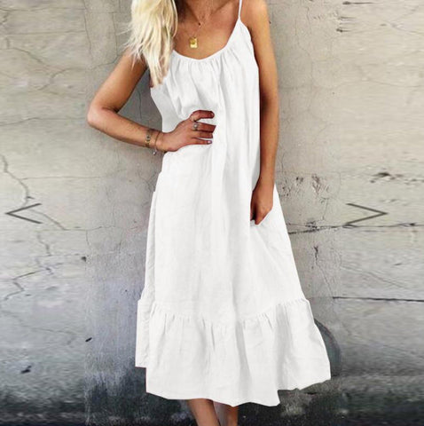 Vasya Cotton Tassel Slit Midi Dress