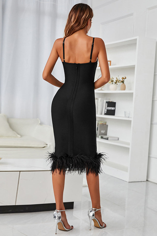 Kanan V-neckline Fringe Bandage Dress