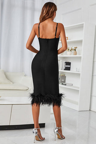 Kanan V-neckline Fringe Bandage Dress