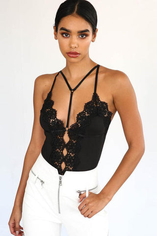 Lace Bodysuit Bandage Lingerie