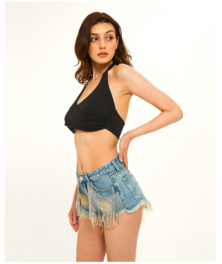 TITANIA LINSLEY – Jeansshorts mit Tropfenfransen 