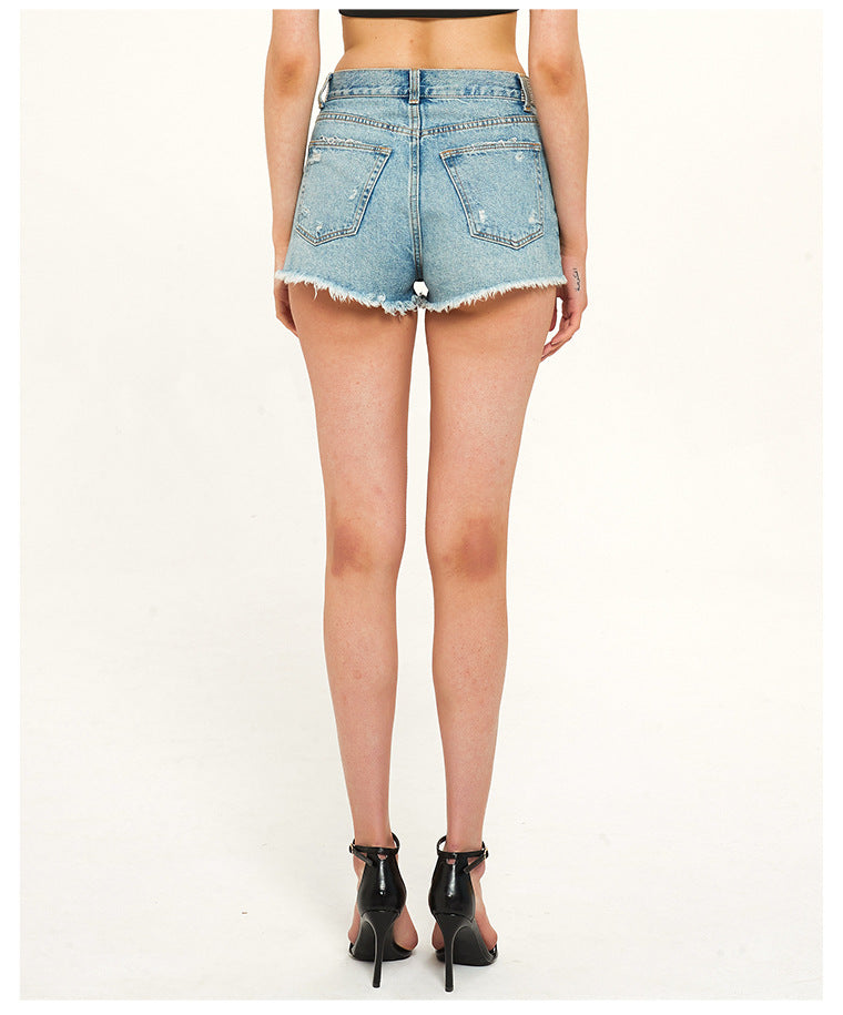 TITANIA LINSLEY RHINESTONE FRINGE DENIM SHORT