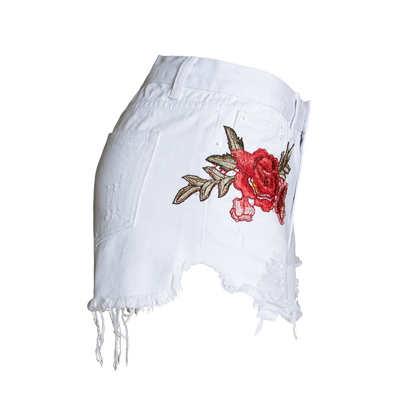 TITANIA ROSE EMBROIDERED DENIM SHORTS