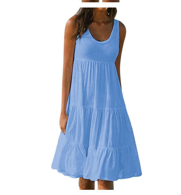 Teagan Cotton Tiered Babydoll Dress - Blue