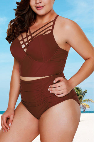 (M-3XL) Tankini-Set mit überkreuzter Brust