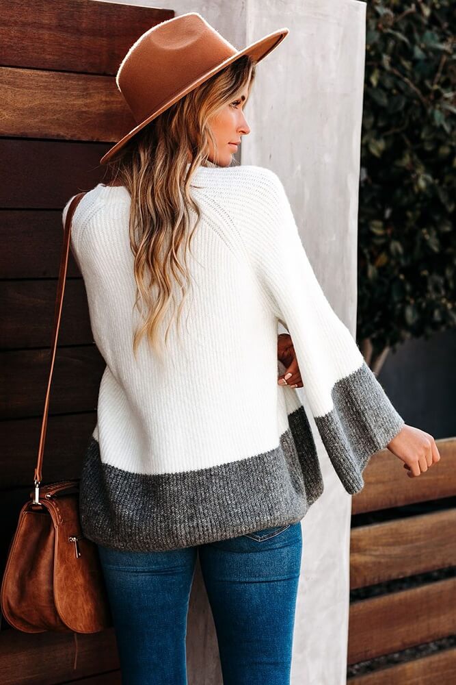 Plus Size Loose Stitched Pullover Sweater