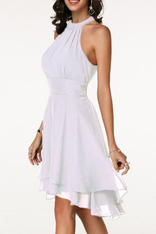 Solid Split Joint Halter A Line Dresses