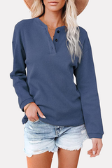 Solid Buckle O Neck Tops