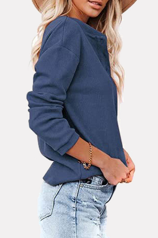 Solid Buckle O Neck Tops