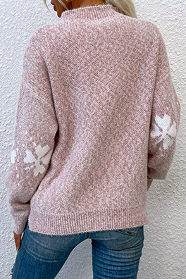 Snowflakes Basic Half A Turtleneck Tops