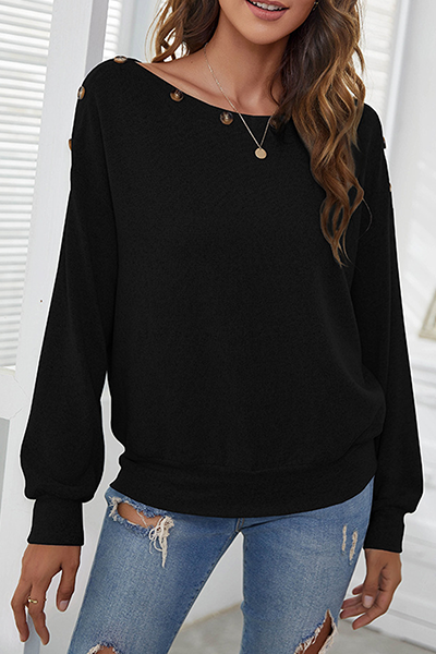 Solid Buckle Off the Shoulder Tops