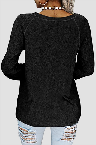 Solid Lace Split Joint V Neck T-Shirts