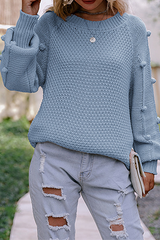 Solid Split Joint O Neck Tops Sweater
