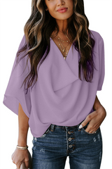 Solid Flounce V Neck T-Shirts