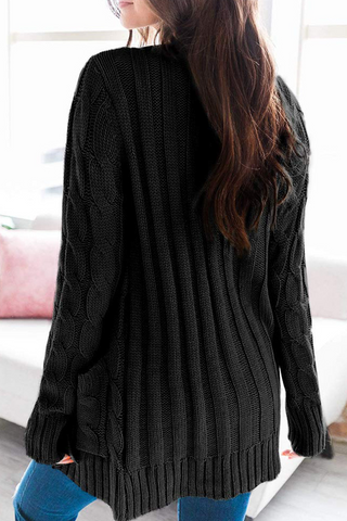 Solid Split Joint Buckle Cardigan Collar Tops