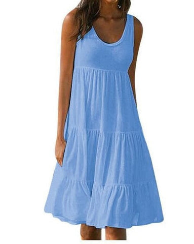 Teagan Babydoll-Kleid aus Baumwolle mit Stufendesign - Blau 