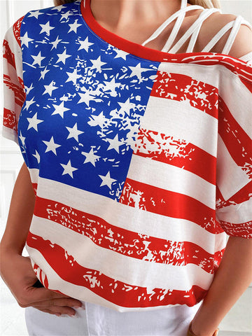 Strapless American Flag Cutout T-shirt