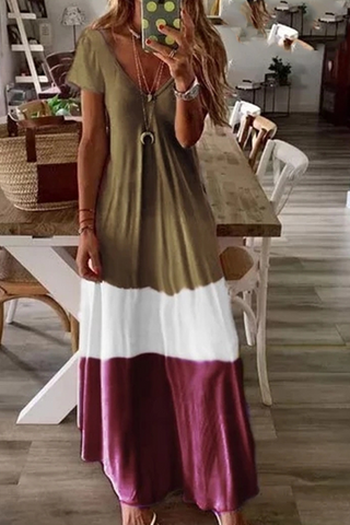 Solid Split Joint V Neck Cake Skirt Dresses