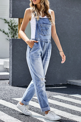 Solid Sleeveless Harlan Denim Jumpsuits