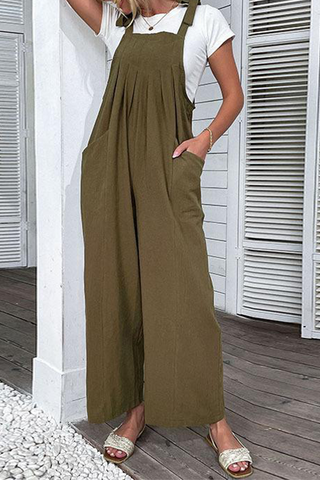 Solid Bandage Spaghetti Strap Straight Jumpsuits