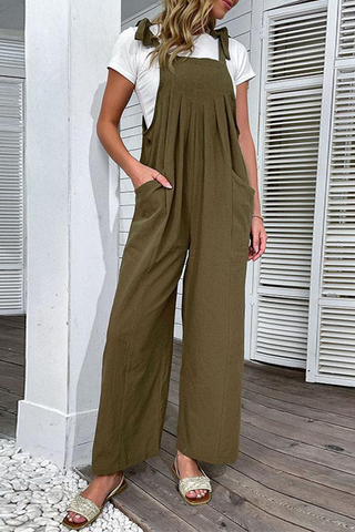 Solid Bandage Spaghetti Strap Straight Jumpsuits