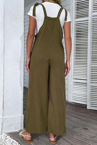 Solid Bandage Spaghetti Strap Straight Jumpsuits